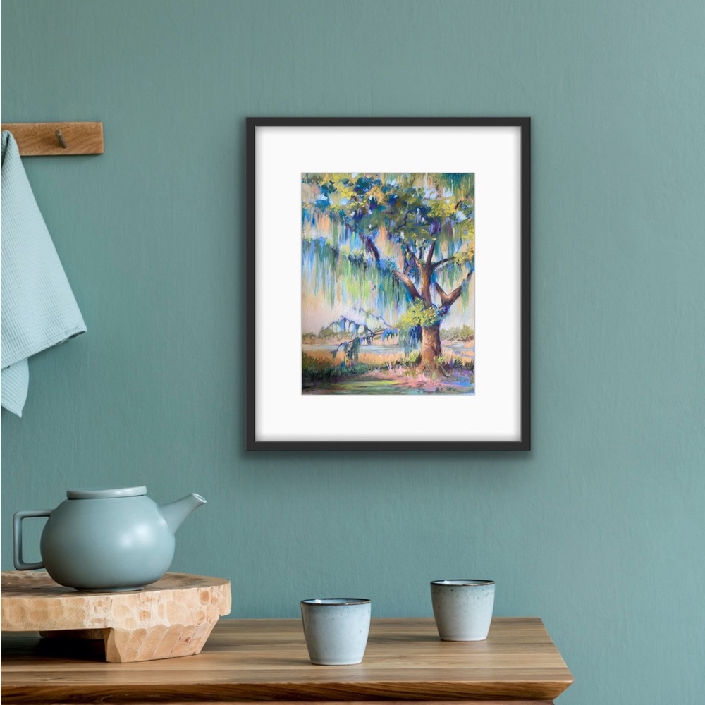 Serene Landscape Tree Art original signed  - Blue and Green